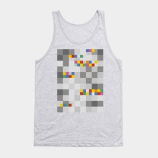 Modern Art Asymmetry Geometric Grey Tone Lines Color Squares Abstract Pattern Tank Top